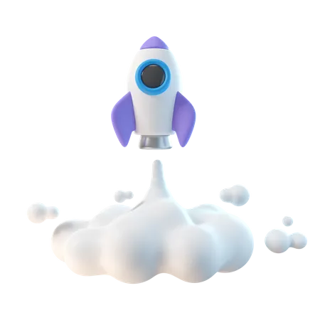Spaceship Launch  3D Illustration