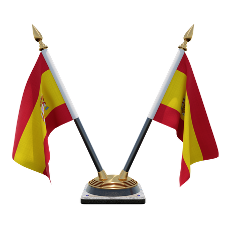 Spain Double Desk Flag Stand  3D Illustration