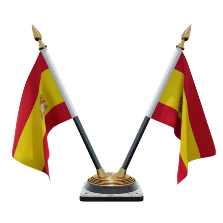 Spain Double (V) Desk Flag Stand  3D Icon