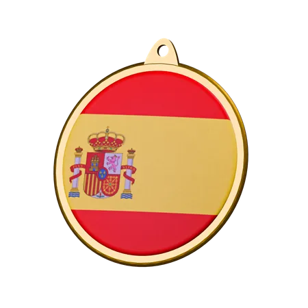 Spain Flag Medal Badge  3D Icon