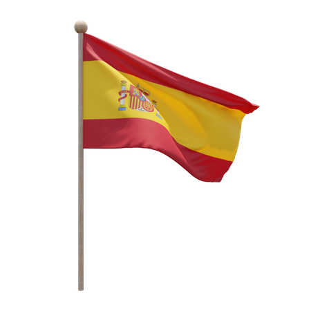 Spain Flag Pole  3D Flag