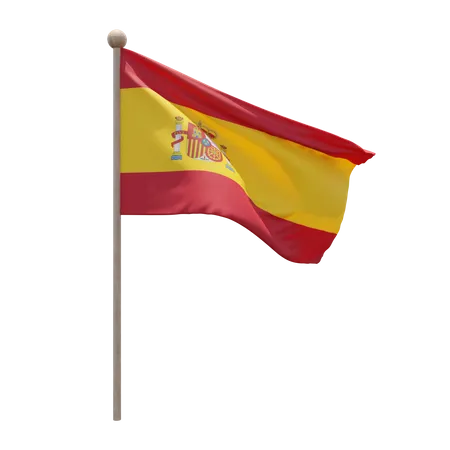 Spain Flag Pole  3D Flag