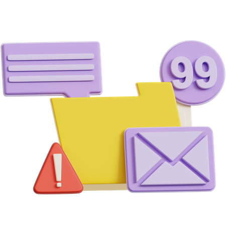 スパムフォルダアラート  3D Icon