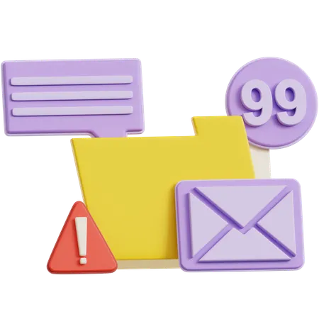 スパムフォルダアラート  3D Icon