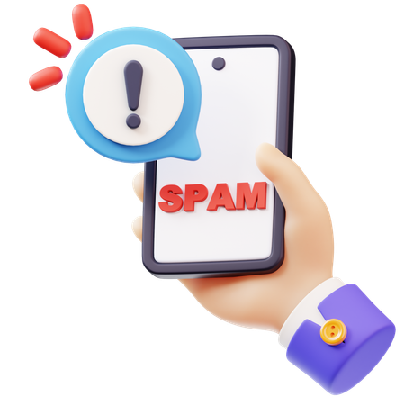 Spam Message with Hand Holding Smartphone  3D Icon