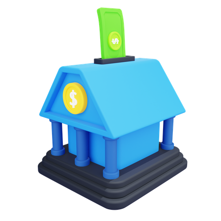 Sparen auf der Bank  3D Icon