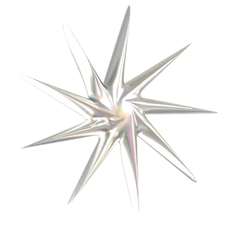 Sparkle Star With Holographic Color Illustration In 3 D Design 3D Icon