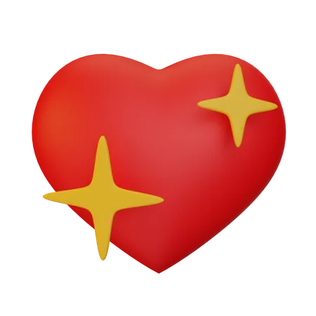 Red Heart With Yellow Sparks 3D Icon
