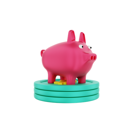 Sparschwein mit Dollarmünzen  3D Illustration