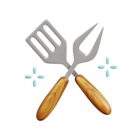 Spatula And Fork  3D Icon