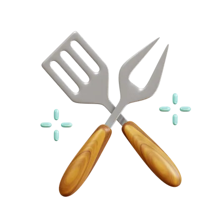 Spatula And Fork  3D Icon