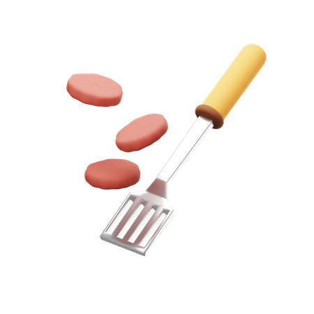 Spatula and meat  3D Icon