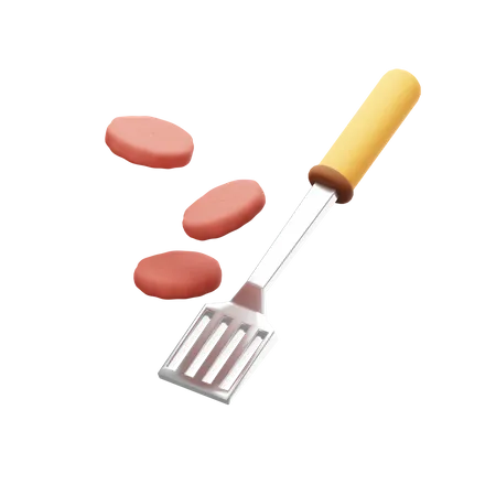 Spatula and meat  3D Icon