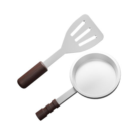 Spatule et casserole  3D Illustration