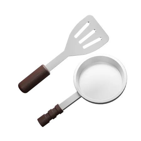 Spatule et casserole  3D Illustration