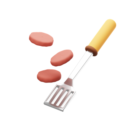 Spatule et viande  3D Icon