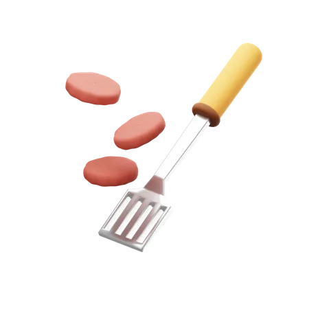 Spatule et viande  3D Icon