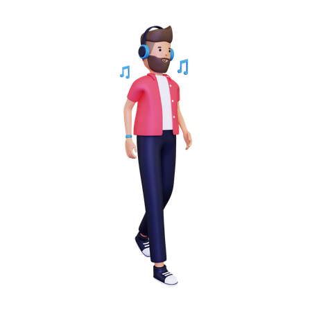 Spazierengehen und dabei Musik hören  3D Icon