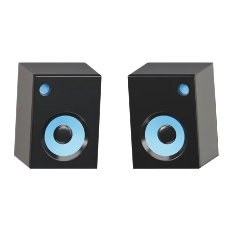 Two Black Speaker 3D Icon