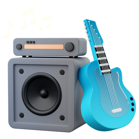 Speaker with guitar 3D Icon