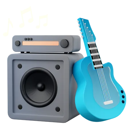 Speaker with guitar  3D Icon