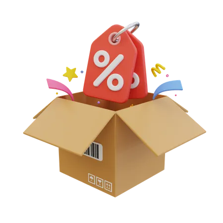 3 D Minimal Special Discount Offer Icon Flash Sale Special Big Sale Offer Parcel Box With Percent Tag 3 D Illustration 3D Icon