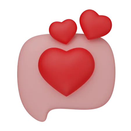 Speech bubble with hearts  3D Icon