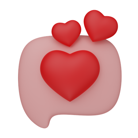 Speech bubble with hearts  3D Icon