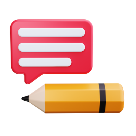 Speech Bubble With Pencil  3D Icon