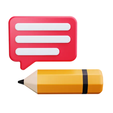 Speech Bubble With Pencil  3D Icon