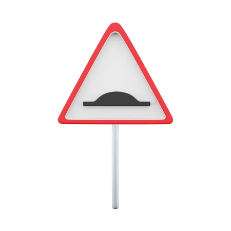 3 D Speed Bumps Traffic Signs Warning 3 D Rendering Cartoon Speed Bumps Road Sign Warning Icon 3D Icon