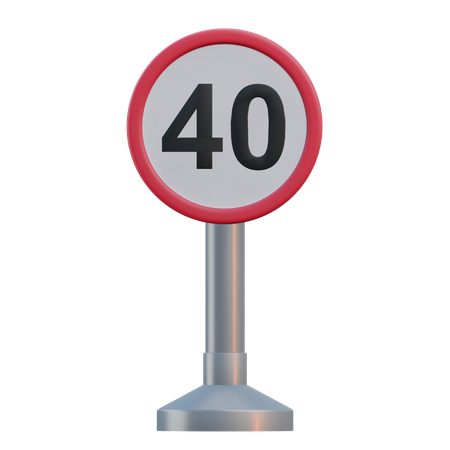 Speed Limit 40  3D Icon