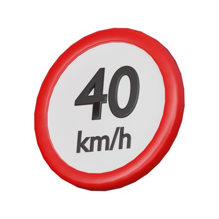 Speed limit 40 kph sign  3D Icon