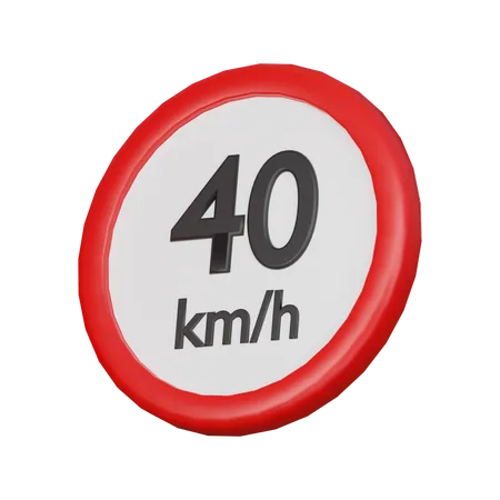 Speed limit 40 kph sign  3D Icon