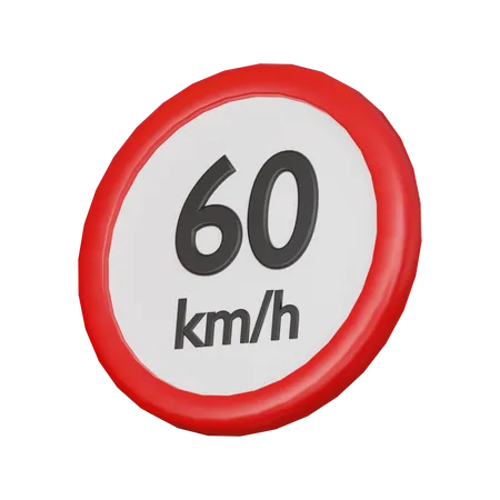 Speed limit 60 kph sign  3D Icon