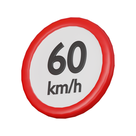 Speed limit 60 kph sign  3D Icon