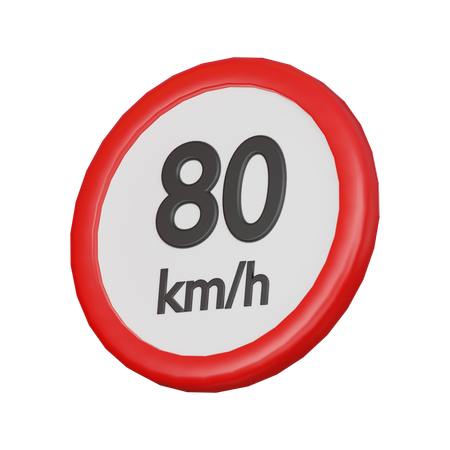 Speed limit 80 kph sign  3D Icon