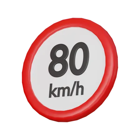 Speed limit 80 kph sign  3D Icon