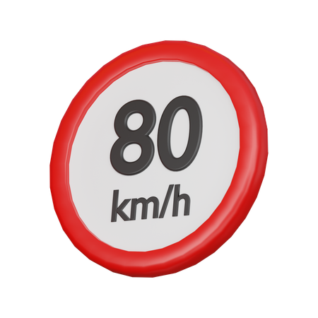 Speed limit 80 kph sign  3D Icon