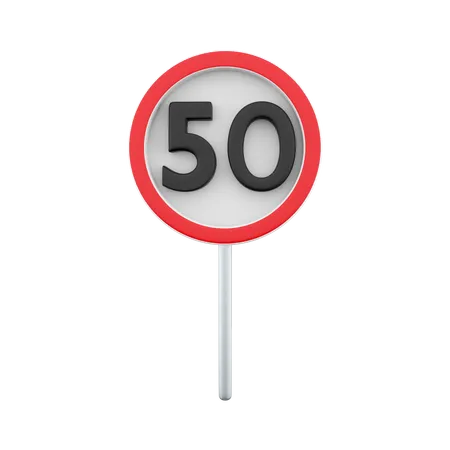 Speed Limit At 50 Km H  3D Icon