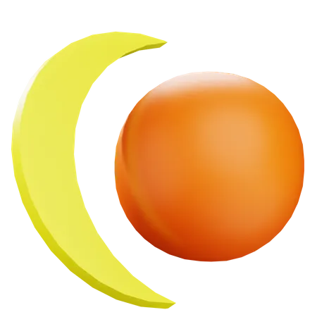 Sphere And Crescent  3D Icon