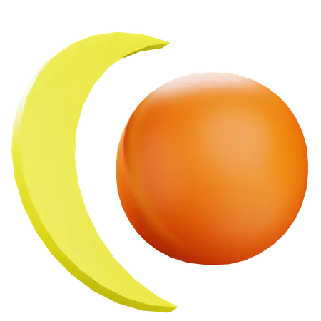 3 D Sphere And Crescent Shape Illustration 3D Icon
