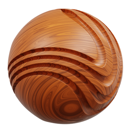 Spherical Object Featuring Carved Wood Grain  3D Icon