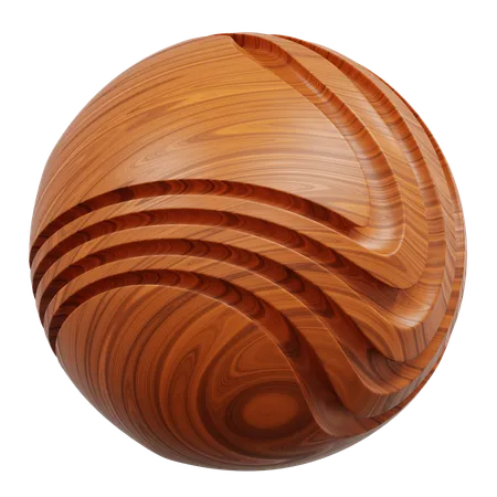 Spherical Object Featuring Carved Wood Grain  3D Icon