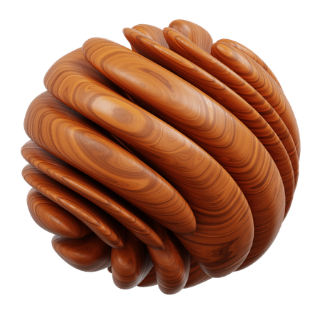 Spherical Object Resembling Swirling Brown Wood Grain  3D Icon