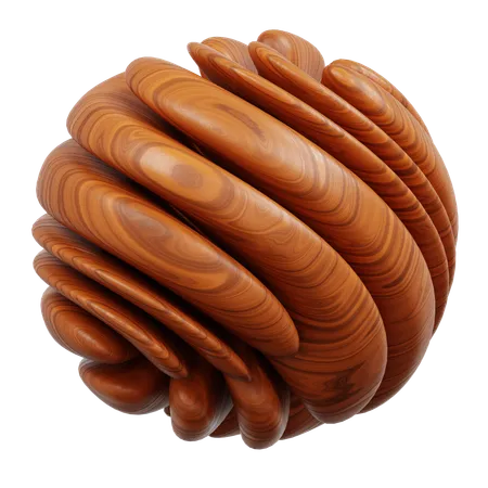 Spherical Object Resembling Swirling Brown Wood Grain  3D Icon