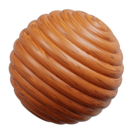 Spherical Object With Concentric Wood Grain Rings  3D Icon