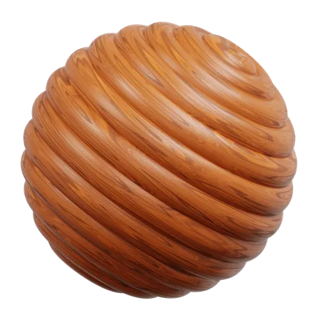 Spherical Object With Concentric Wood Grain Rings  3D Icon