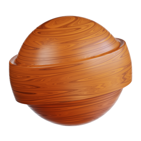 Spherical Object With Wood Grain Texture  3D Icon