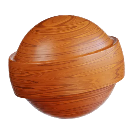 Spherical Object With Wood Grain Texture  3D Icon